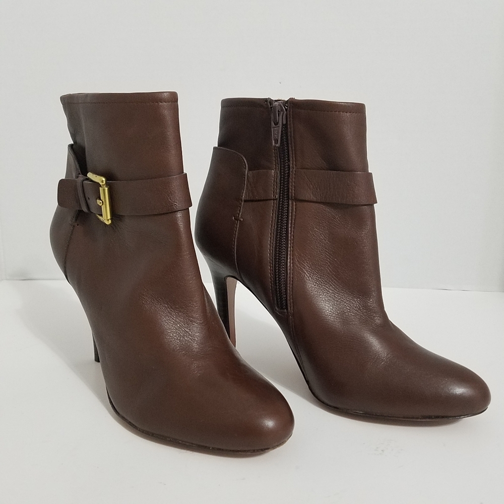 COACH Mason leather ankle heel boots 6B in Tan B